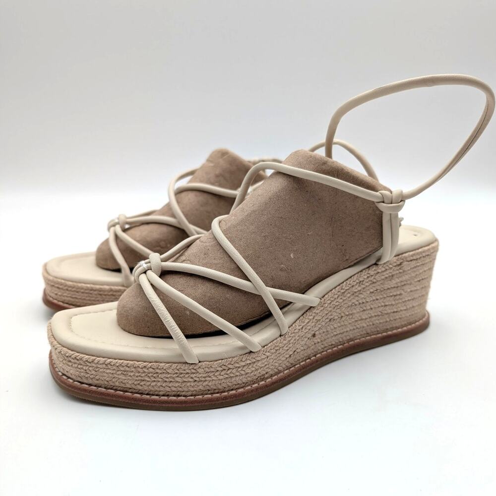 Paige Julia Ankle Strap Espadrille Platform Wedge Sandal Beige Size US9.5 EU40.5